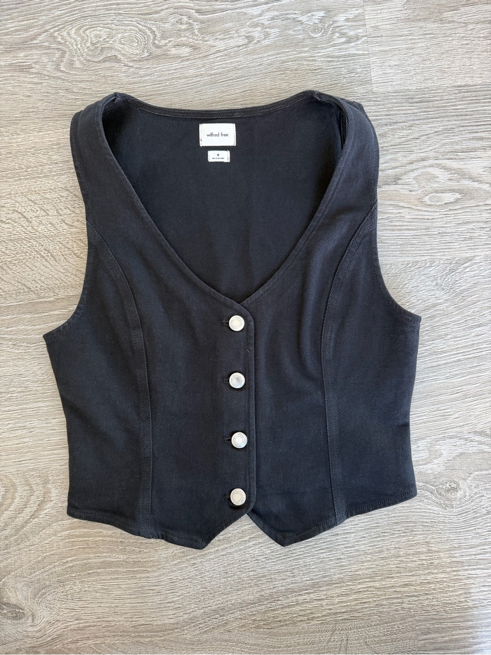 Aritzia Black Cropped Denim Vest (Black, Size M)